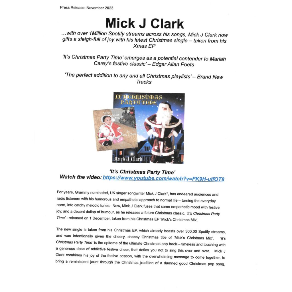 Mick J. Clark Christmas songs cover art